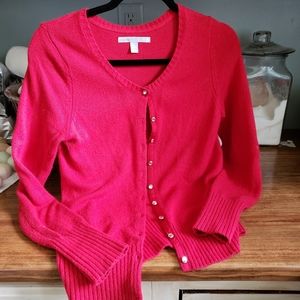 Red cardigan
